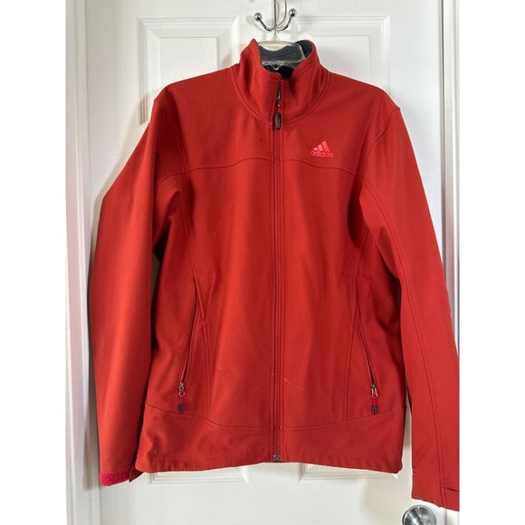 Adidas Outdoor Orange Red Full-Zip Jacket Size M Lightweight & Warm - Picture 1 of 9